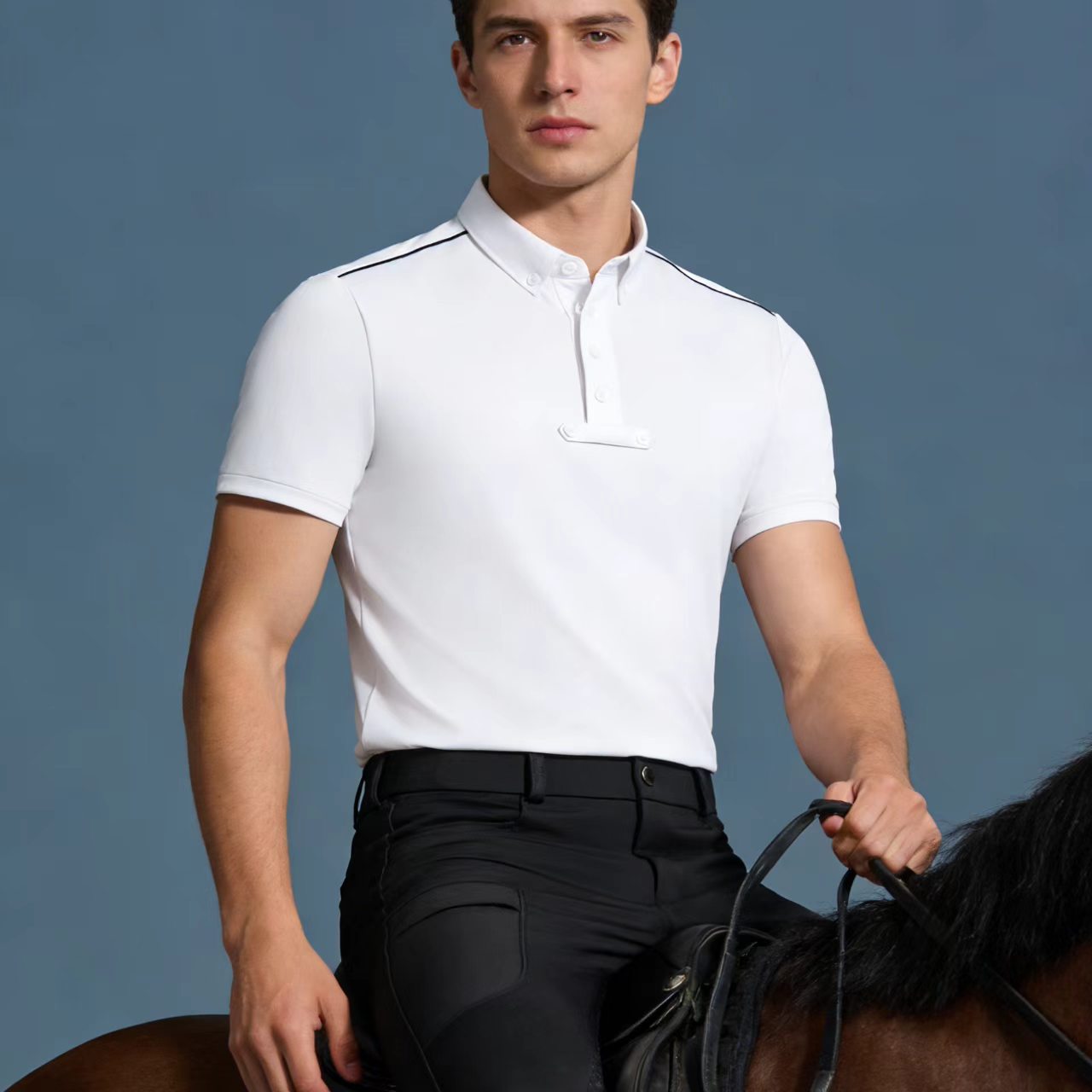 Polo Shirt Equestrian - Męska koszulka jeździecka polo z dzianiny,